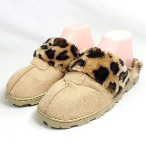 Slippers Women's Sz Large Microfiber Uppers Leopar